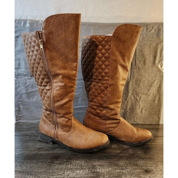 Dexflex Comfort Women's Knee High Riding Boots Faux Leather Brown Size 9W - Picture 2 of 9